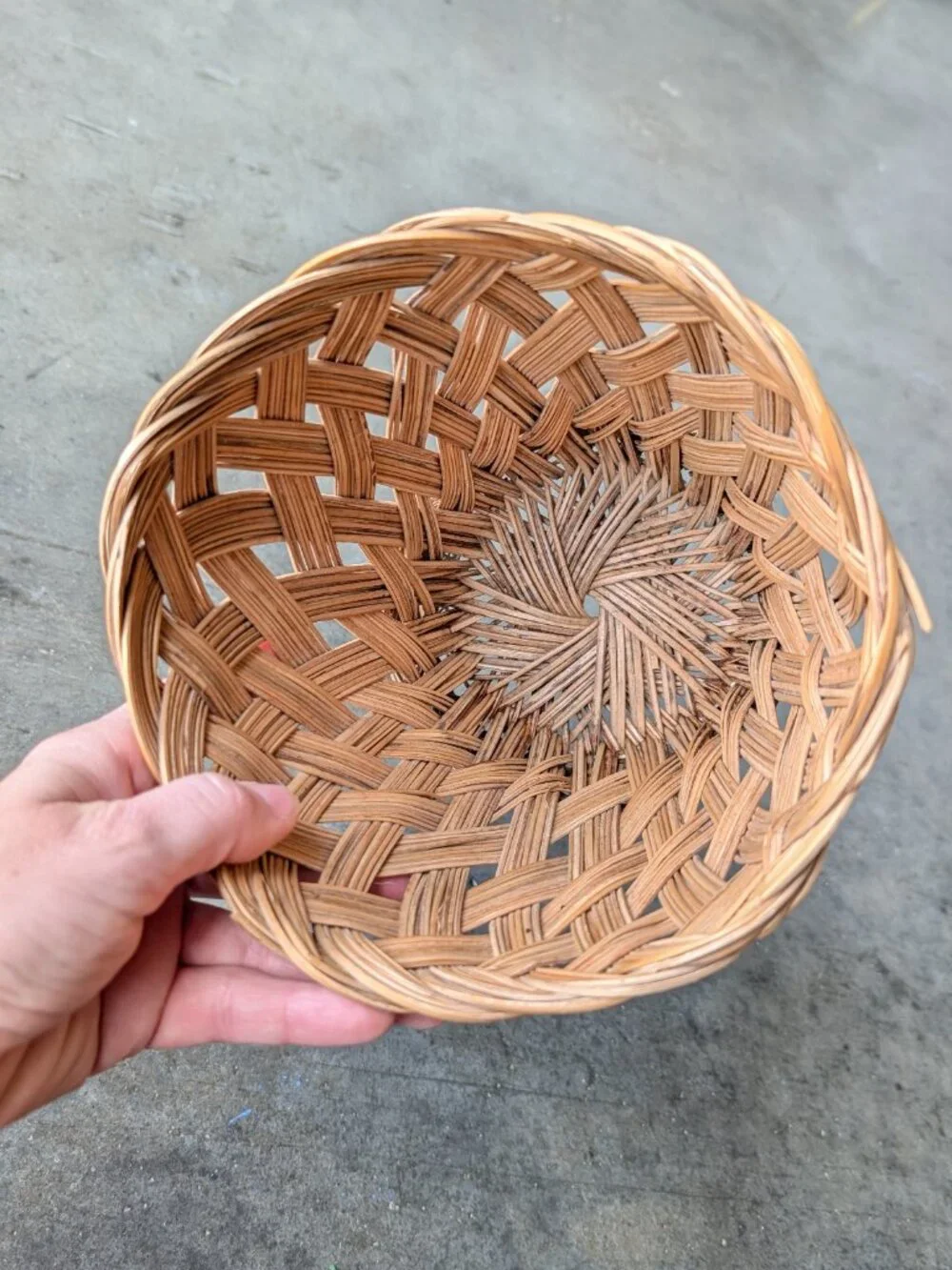Vintage Brown Wicker Straw Basket Planters Set of Two